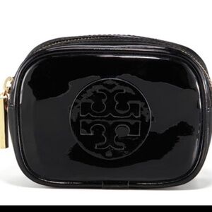 Tory Burch Black Patent Leather Mini Miller Make Up bag